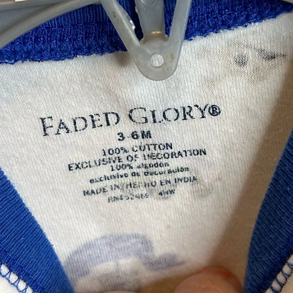 5 for $25🔥3-6M Baby Boys Faded Glory Monkey Pirate Foot Sleeper Bodysuit‎